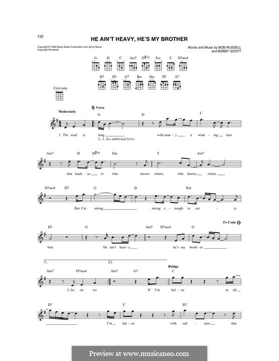 He Ain't Heavy, He's My Brother: For mandolin by Bobby Scott