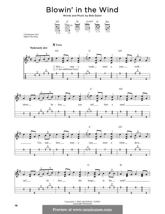 Blowin' in the Wind: Für Ukulele by Bob Dylan