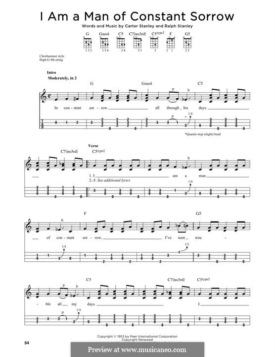 I am a Man of Constant Sorrow (The Soggy Bottom Boys): Für Ukulele by Carter Stanley