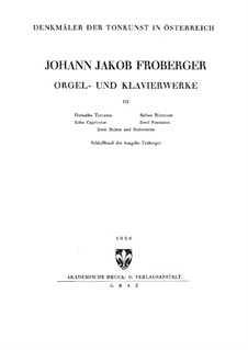 Ausgewählte Werke für Tasteninstrumente: Buch III by Johann Jacob Froberger