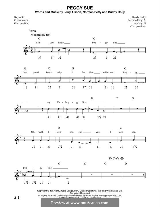 Peggy Sue: For harmonica by Buddy Holly, Jerry Allison, Norman Petty