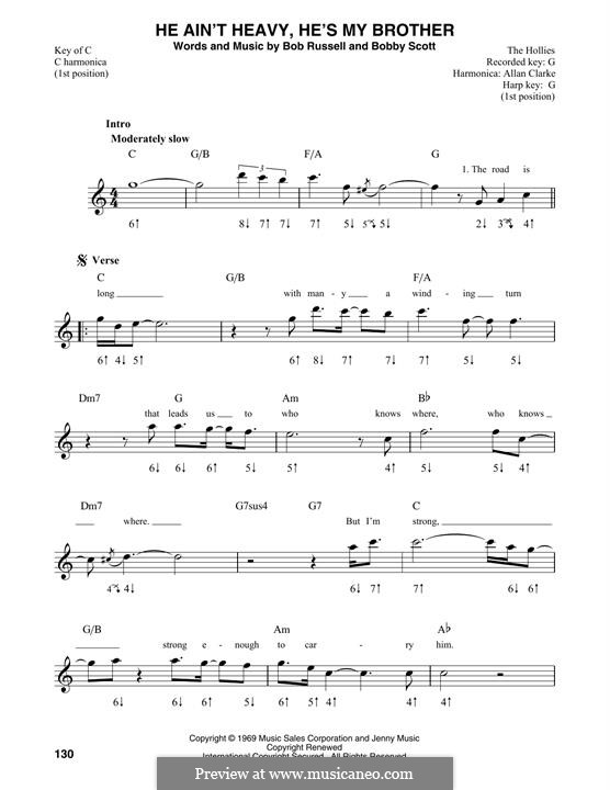 He Ain't Heavy, He's My Brother: For harmonica by Bobby Scott