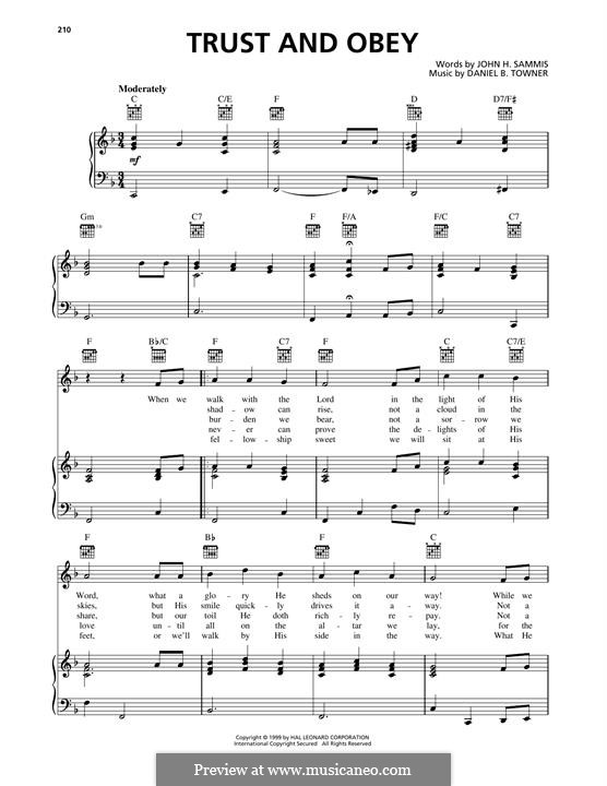 Trust and Obey: Für Stimme und Klavier (oder Gitarre) by Daniel B. Towner