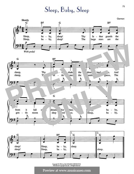 Sleep, Baby, Sleep: Für Klavier by folklore