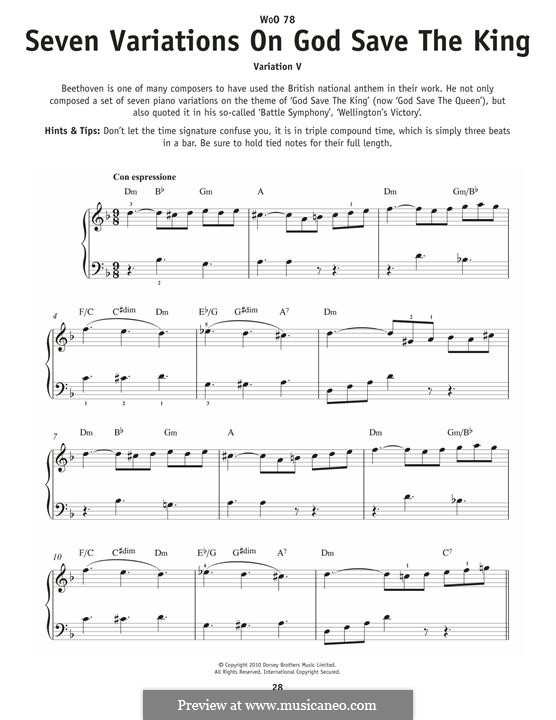 Sieben Variationen über englisches Lied 'Gott schütze die König', WoO 78: Für Klavier by Ludwig van Beethoven