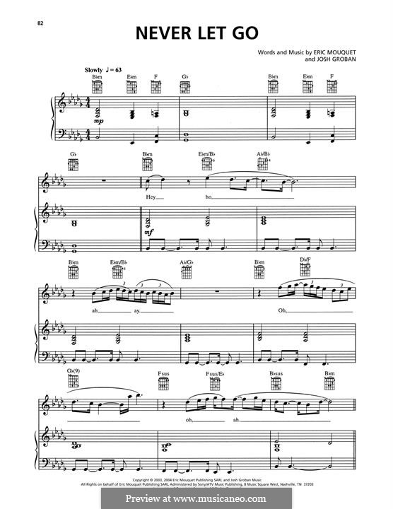 Never Let Go von J. Groban - Noten auf MusicaNeo