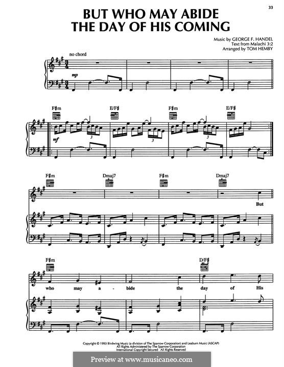 Nr.6 Doch wer mag ertragen den Tag seiner Ankunft: Für Stimme und Klavier (oder Gitarre) by Georg Friedrich Händel