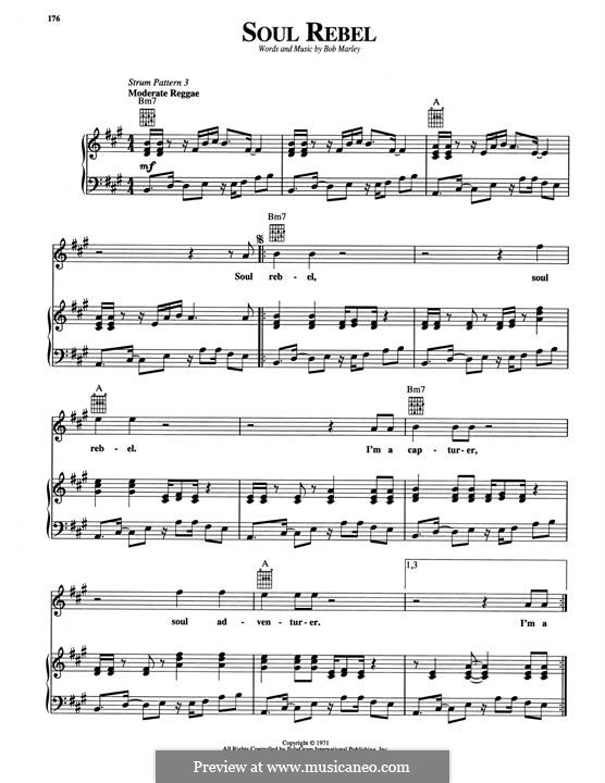 Soul Rebel: Für Stimme und Klavier (oder Gitarre) by Bob Marley
