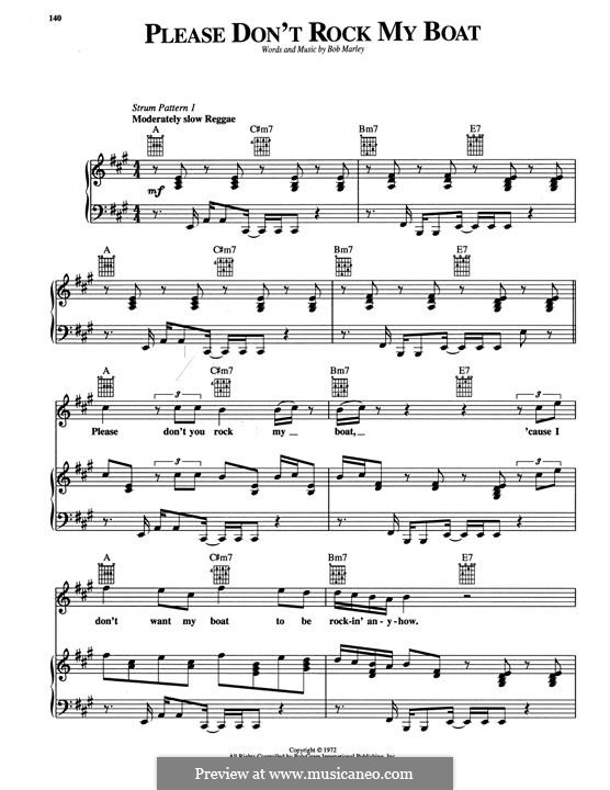 Please Don't Rock My Boat: Für Stimme und Klavier (oder Gitarre) by Bob Marley