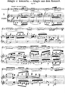 Konzert für Violine und Orchester in a-Moll, B.108 Op.53: Adagio. Version für Violine und Klavier by Antonín Dvořák