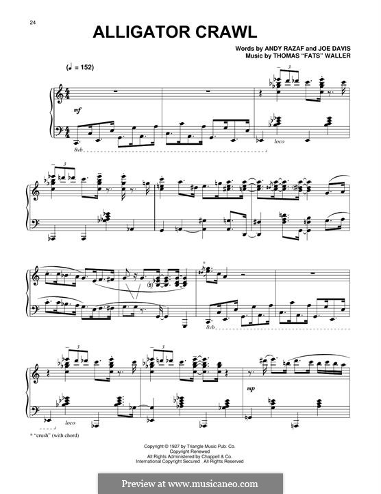 Alligator Crawl: Für Klavier by Fats Waller