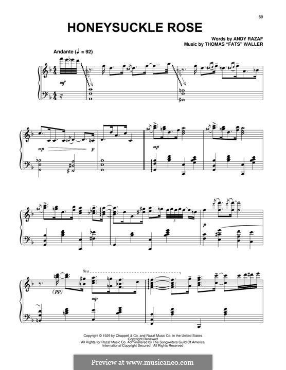 Honeysuckle Rose: Für Klavier by Fats Waller