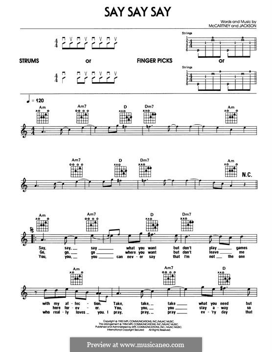 Say Say Say: Für Gitarre by Michael Jackson, Paul McCartney