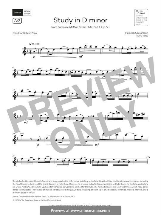 Study in D major: Für Flöte by Heinrich Soussmann
