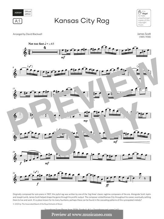 Kansas City Rag: Für Altsaxophon by James Scott