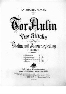 Vier Stücke für Violine und Klavier, Op.16: Nr.1 Barkarole – Violinstimme by Tor Aulin