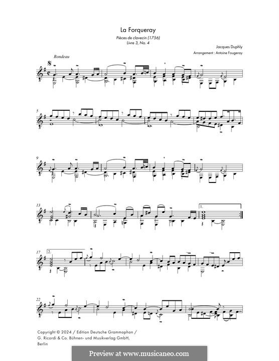 La Forqueray: Für Gitarre by Jacques Duphly