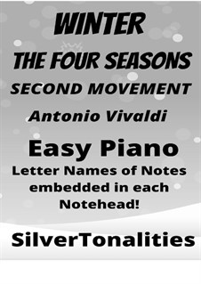 Violinkonzert Nr.4 in f-Moll 'Winter', RV 297: Movement II. Version for easy piano by Antonio Vivaldi