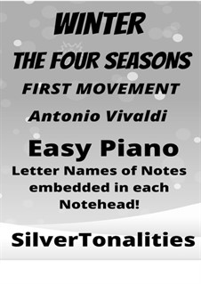 Violinkonzert Nr.4 in f-Moll 'Winter', RV 297: Movement I, for easiest piano by Antonio Vivaldi