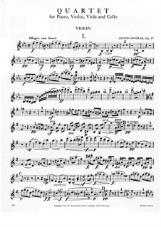 Klavierquartett Nr.2 in Es-Dur, B.162 Op.87: Violinstimme I by Antonín Dvořák