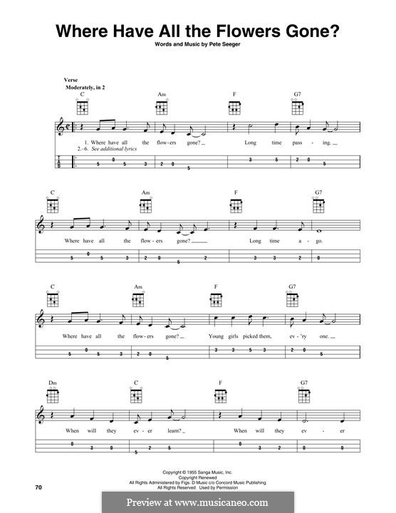 Where Have All the Flowers Gone (The Kingston Trio): For mandolin by Pete Seeger