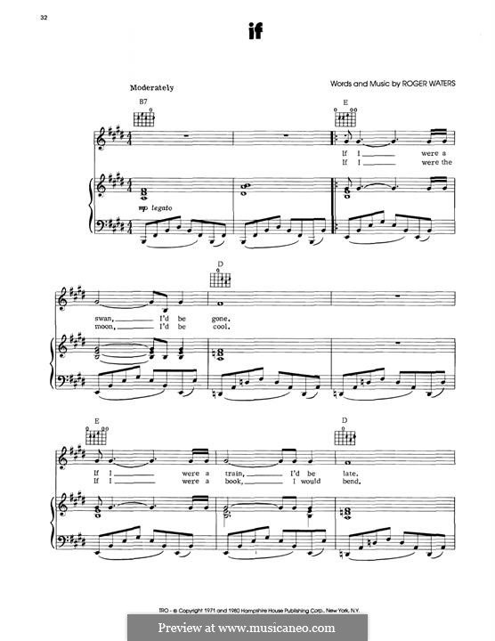 If (Pink Floyd): Für Stimme und Klavier (oder Gitarre) by Roger Waters