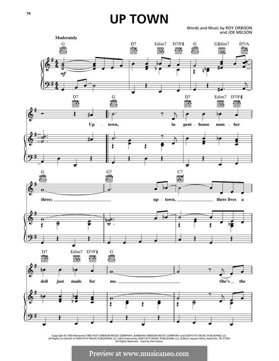 Up Town: Für Stimme und Klavier (oder Gitarre) by Joe Melson