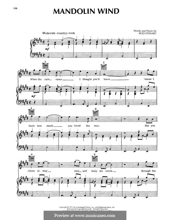 Mandolin Wind: Für Stimme und Klavier (oder Gitarre) by Rod Stewart