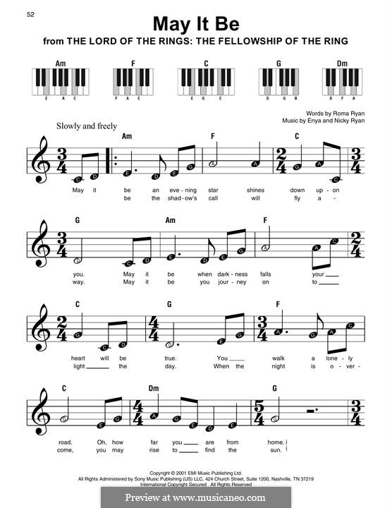 May It Be (Enya): Für Klavier by Eithne Ni Bhraonain, Nicky Ryan, Roma Ryan