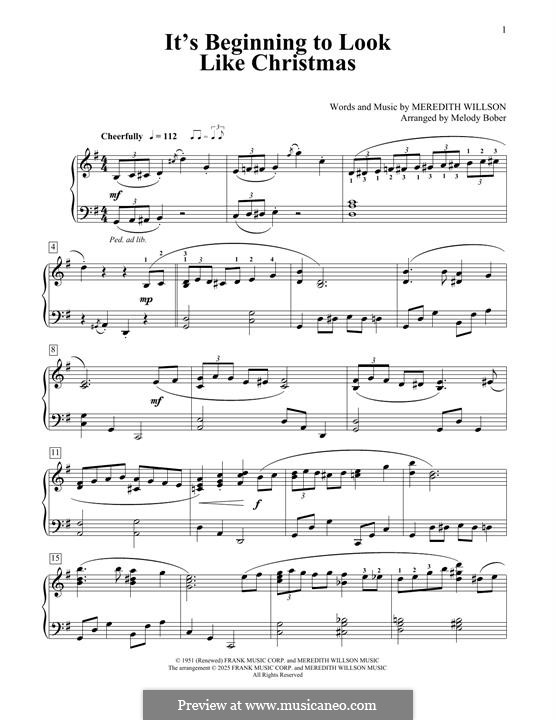 It's Beginning to Look a Lot Like Christmas (Perry Como): Für Klavier by Meredith Willson