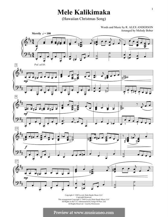 Mele Kalikimaka: Für Klavier by Robert Alexander Anderson