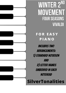 Violinkonzert Nr.4 in f-Moll 'Winter', RV 297: Movement II. Version for easy piano sheet music combo by Antonio Vivaldi