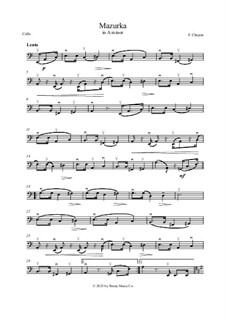 Mazurkas, Op. posth.68: No.2 in A Minor, for cello by Frédéric Chopin