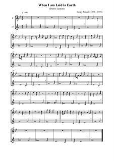 Dido's Lament: For flute and clarinet by Henry Purcell