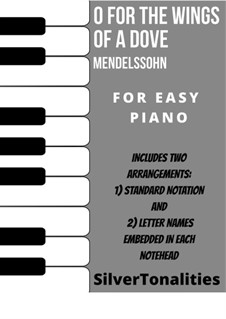 Hör mein Bitten, WoO 15: O for the wings of a Dove, for easy piano sheet music combo by Felix Mendelssohn-Bartholdy
