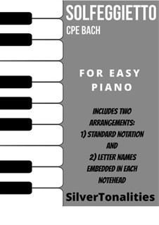 Solfeggietto, H 220 Wq 117:2: For easy piano sheet music combo by Carl Philipp Emanuel Bach