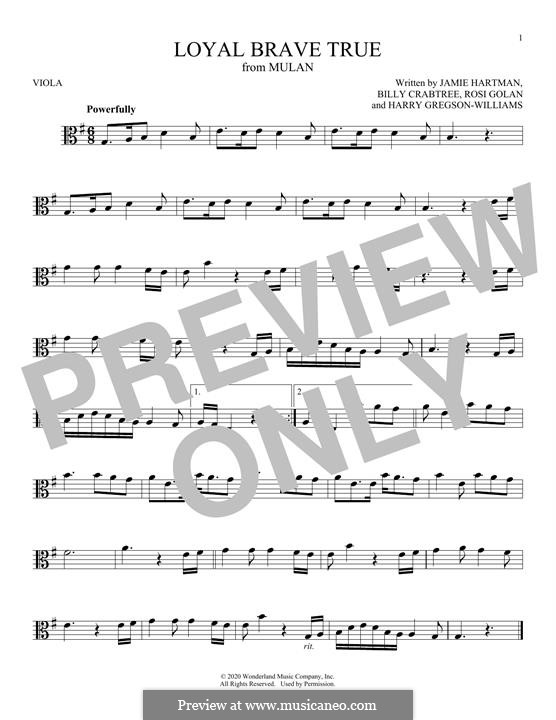 Loyal Brave True (from Mulan) Christina Aguilera: For viola by Harry Gregson-Williams, Jamie Hartman, Rosi Golan