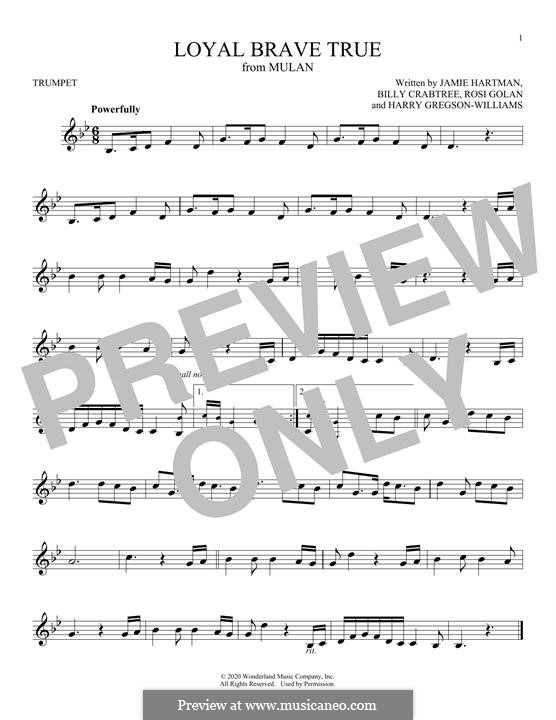 Loyal Brave True (from Mulan) Christina Aguilera: Für Trompete by Harry Gregson-Williams, Jamie Hartman, Rosi Golan