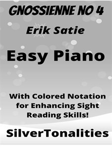 No.4: For easy Piano Sheet Music with Colored Notation by Erik Satie