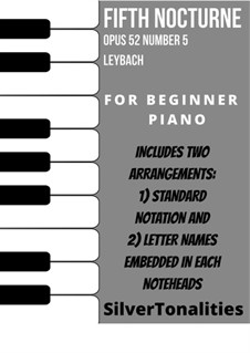 Nocturne Nr.5 in As-Dur, Op.52: For beginner piano sheet music combo by Joseph Leybach