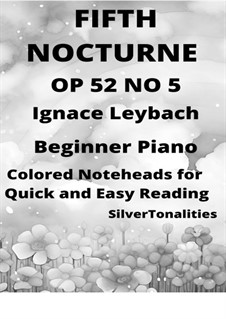 Nocturne Nr.5 in As-Dur, Op.52: For beginner piano sheet music with colored notation by Joseph Leybach
