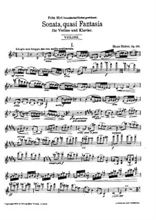 Sonata, quasi Fantasia für Violine und Klavier, Op.132: Violinstimme by Hans Huber