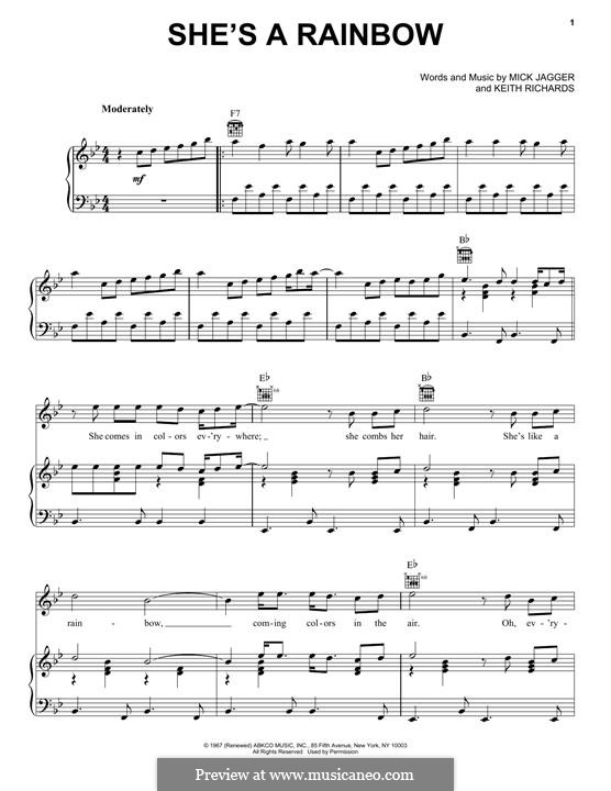 She's a Rainbow (The Rolling Stones): Für Stimme und Klavier (oder Gitarre) by Keith Richards, Mick Jagger