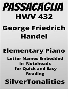 Suite Nr.7 in g-Moll, HWV 432: Passacagila, for elementary piano by Georg Friedrich Händel