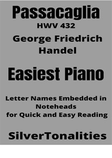 Suite Nr.7 in g-Moll, HWV 432: Passacagila, for easiest piano by Georg Friedrich Händel