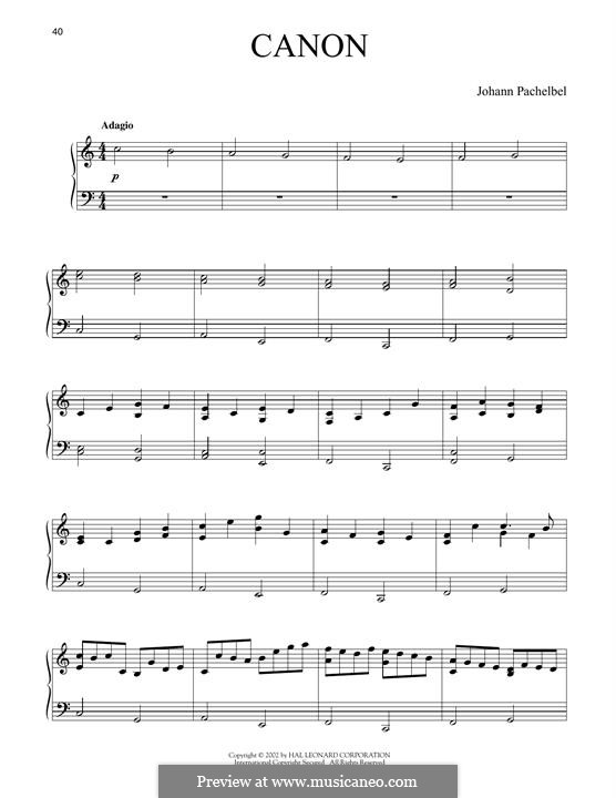 Piano version: Für einen Interpreten by Johann Pachelbel