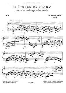 Zwölf Etüden für die linke Hand, Op.92: Etüden Nr.1-3 by Moritz Moszkowski