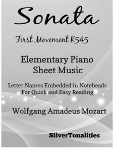 Sonate für Klavier Nr.16 in C-Dur, K.545: Movement I, for elementary piano by Wolfgang Amadeus Mozart