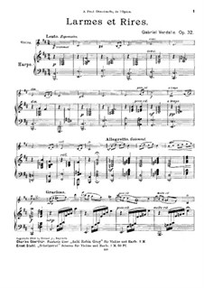 Larmes et rires für Violine und Harfe, Op.32: Larmes et rires für Violine und Harfe by Gabriel Verdalle