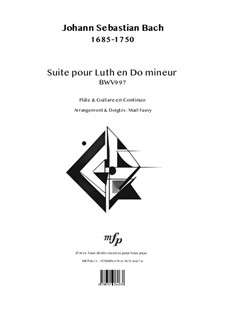 Suite für Laute (oder Cembalo), BWV 997: Arrangement für Flöte und Gitarre in Continuo by Johann Sebastian Bach